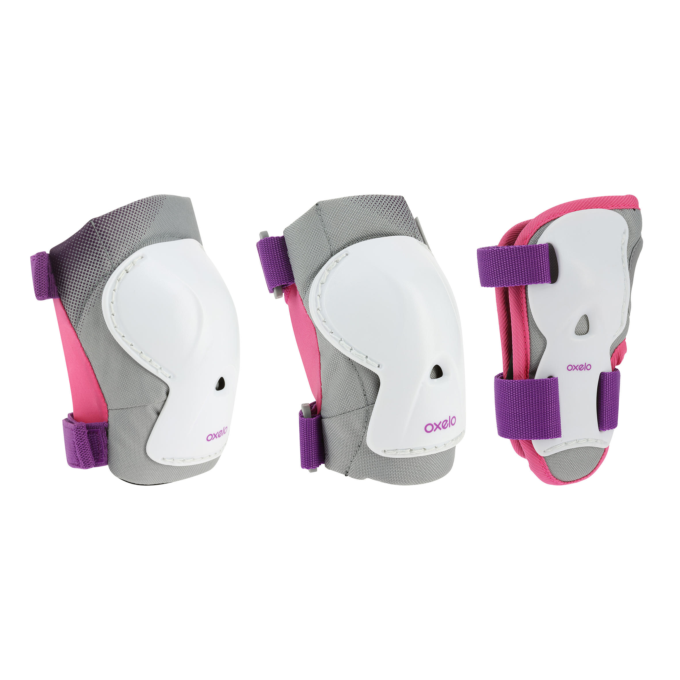 OXELO Play Kids' 3-Piece Skating Skateboarding Scooter Protective Gear - Purple