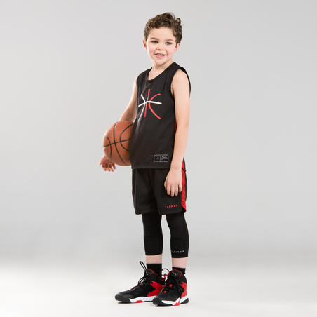 Sh500 Boys Girls Basketball Shorts For Intermediate Players Black Red Decathlon