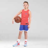 Basketballtrikot ärmellos wendbar T500R Kinder Hoop Academy pink/blau 