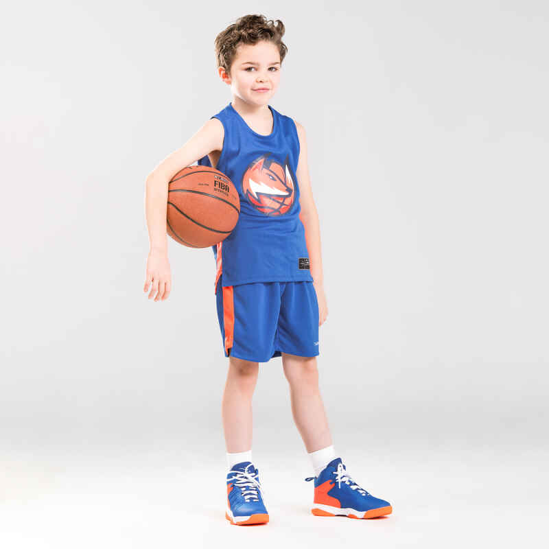 Basketballshorts SH500 Kinder blau/rot