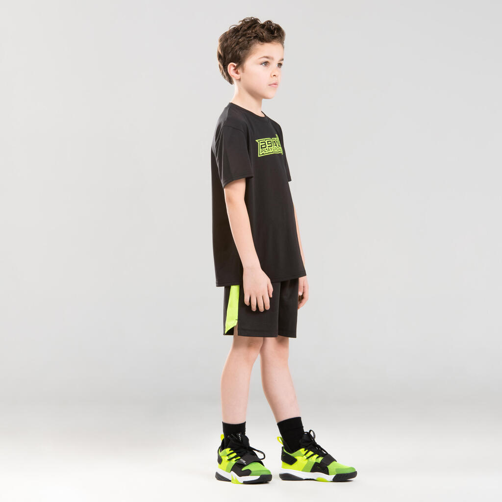 CHAUSSURES DE BASKETBALL ENFANT CONFIRME - SS500M NOIR JAUNE FLUO