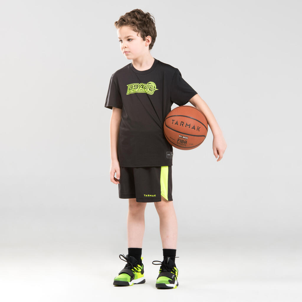 CHAUSSURES DE BASKETBALL ENFANT CONFIRME - SS500M NOIR JAUNE FLUO