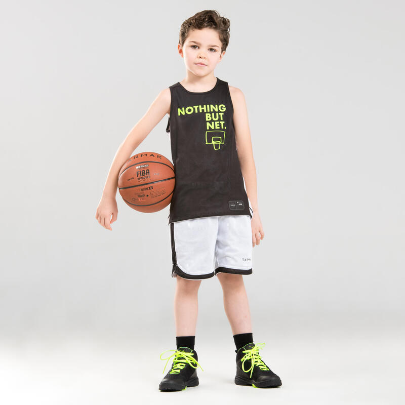 Dětský basketbalový oboustranný dres T500R černo-bílý Noth