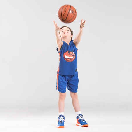 Basketballtrikot ärmellos T500 Fox blau/orange