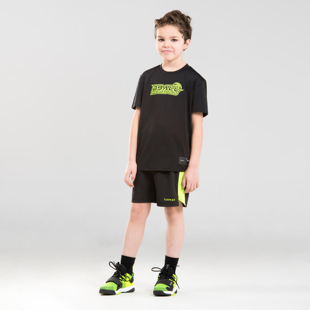 CHAUSSURES DE BASKETBALL ENFANT CONFIRME - SS500M NOIR JAUNE FLUO