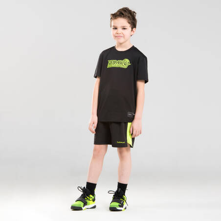 Kids' Intermediate Basketball Shoes SS500M - Black/Neon Yellow