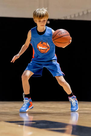 Basketlinne T500 Fox junior blå orange