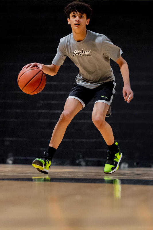 Girls'/Boys' Intermediate Basketball Shoes SS500M - Black/Neon Yellow