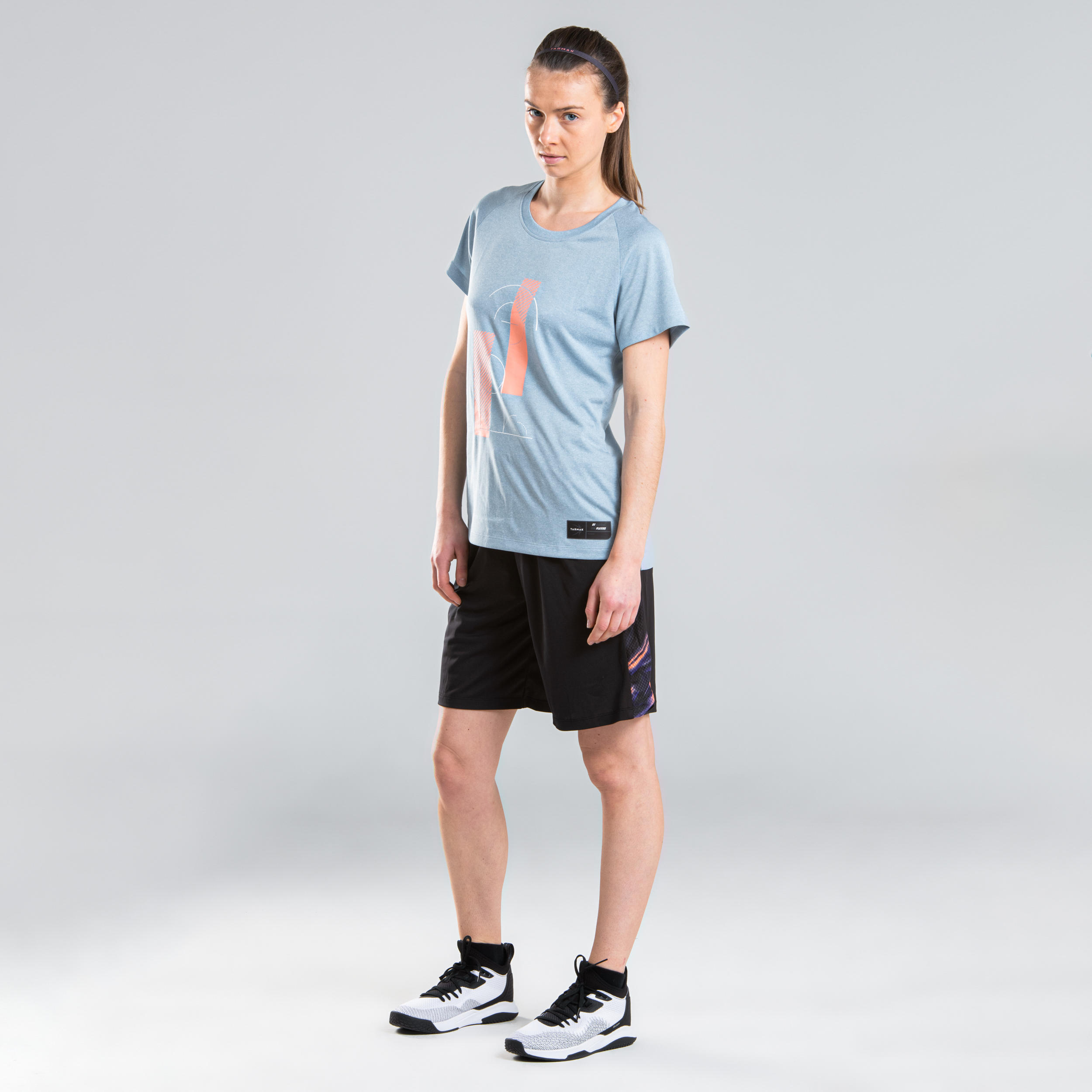 Women Basketball TShirt TS500  Blue Grey