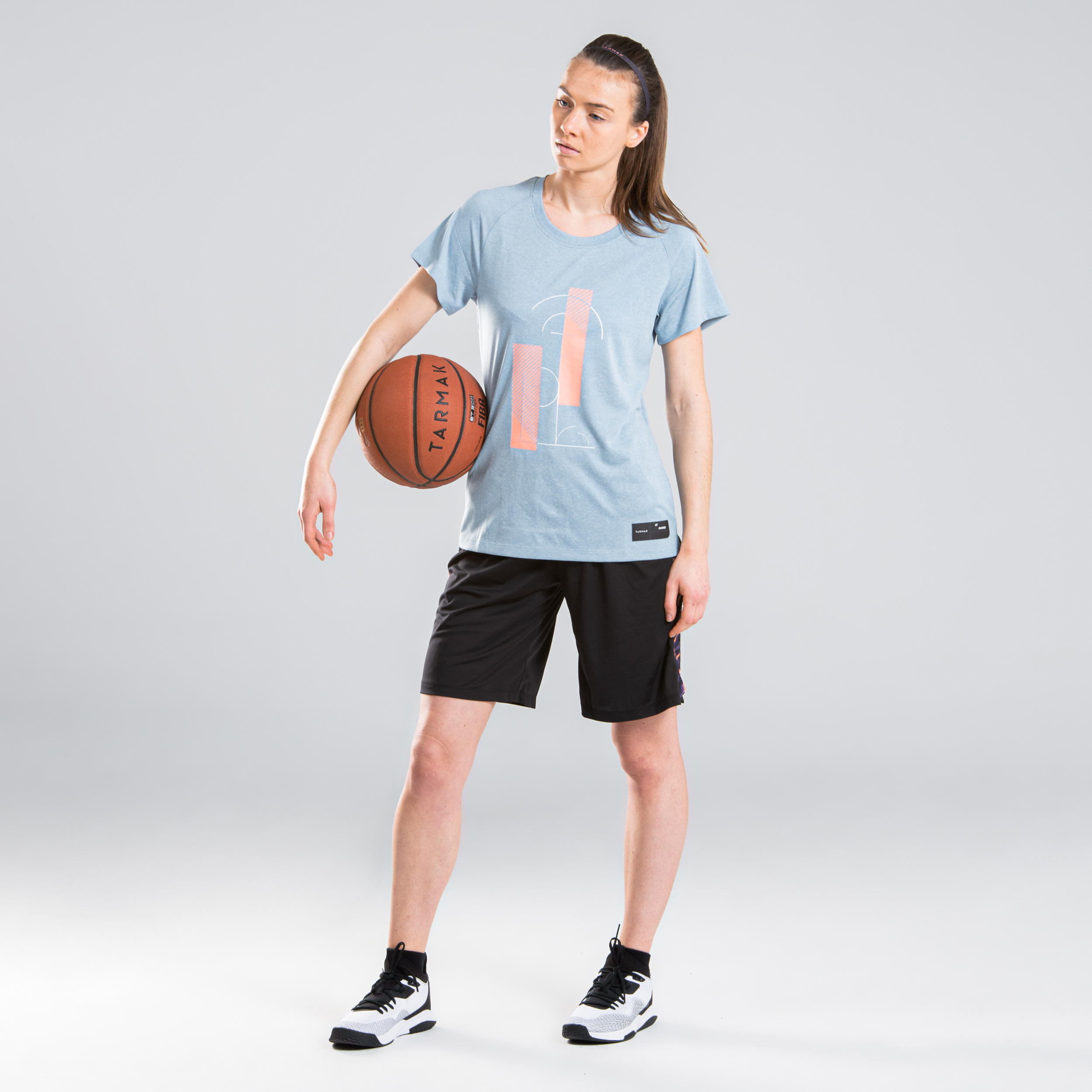 Women Basketball TShirt TS500  Blue Grey