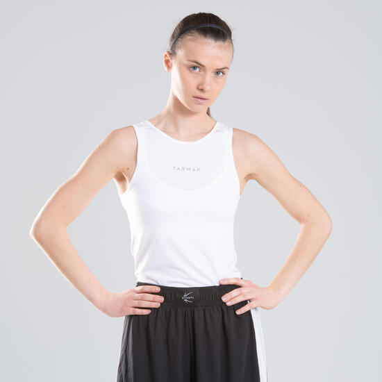 Sous maillot sans manche de basketball femme pour confirmee blanc