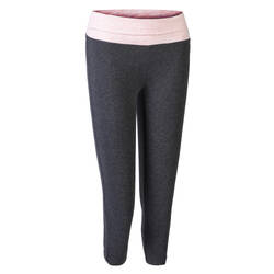 Women's Eco-Friendly Slim-Fit Cotton Yoga Cropped Bottoms - Grey/Pink