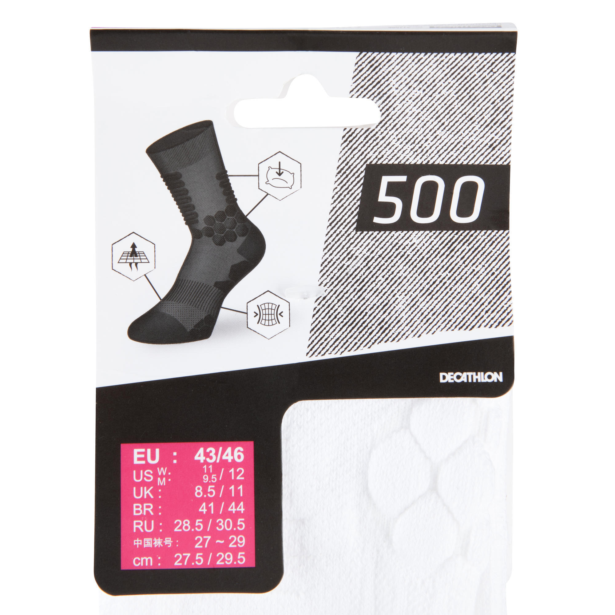 SOCKS 500 Semi-mounted skateboard socks White