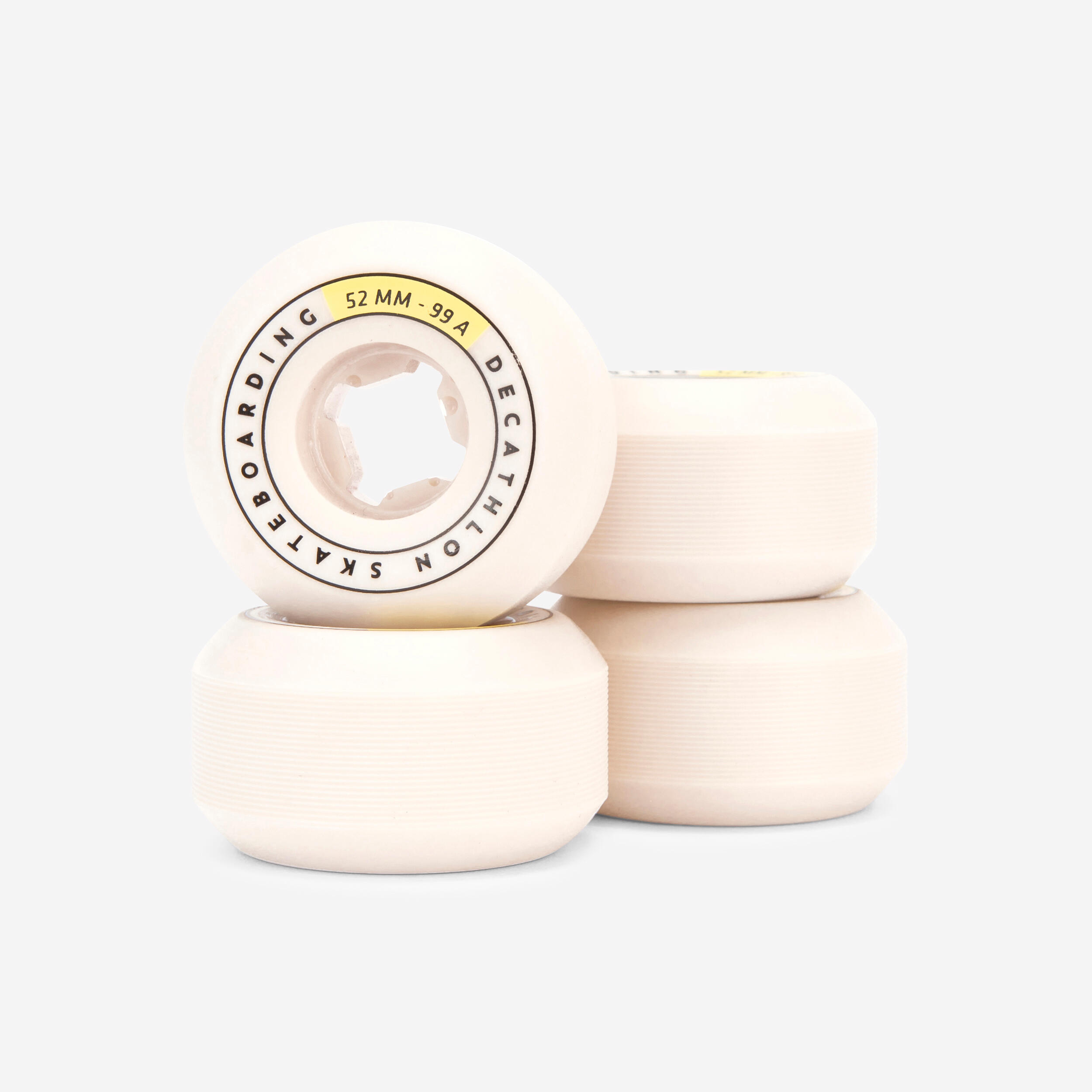 Skateboard Wheels - 99A 52 mm 4-Pack Ivory - DECATHLON