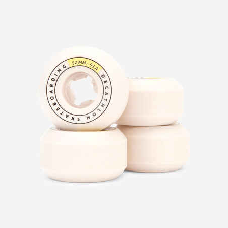 Kit de 4 Ruedas para Skateboard Oxelo forma cónica tamaño 52 mm - 99a beige