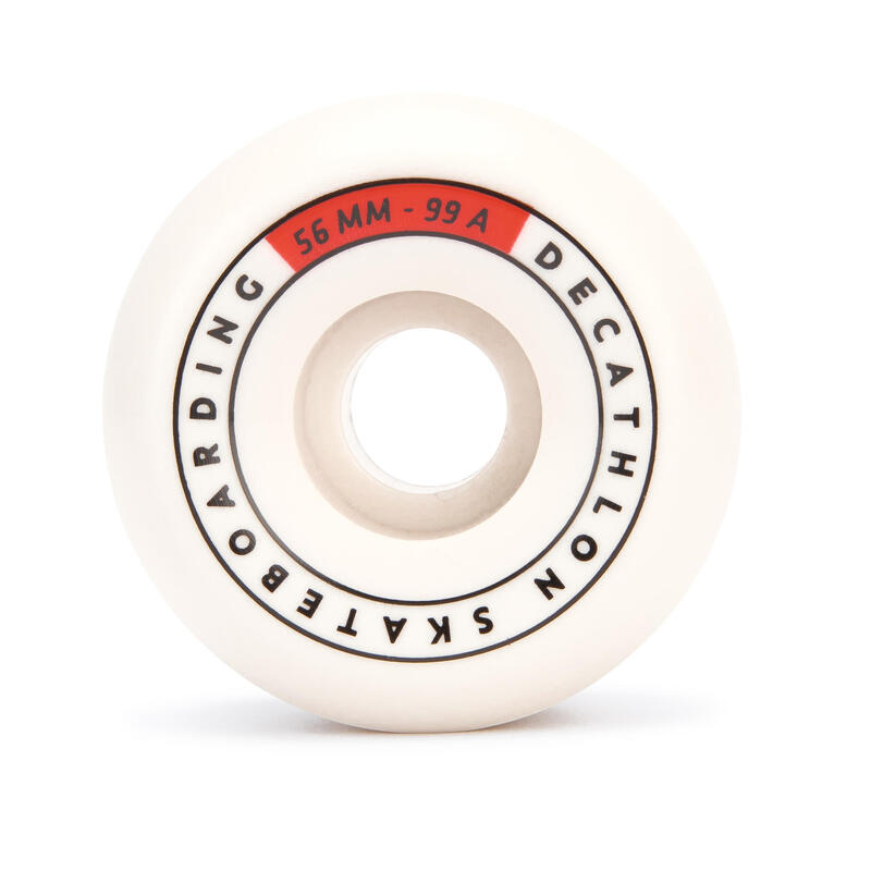 Sada 4 skateboardových koleček 56 mm 99A bílá kónická