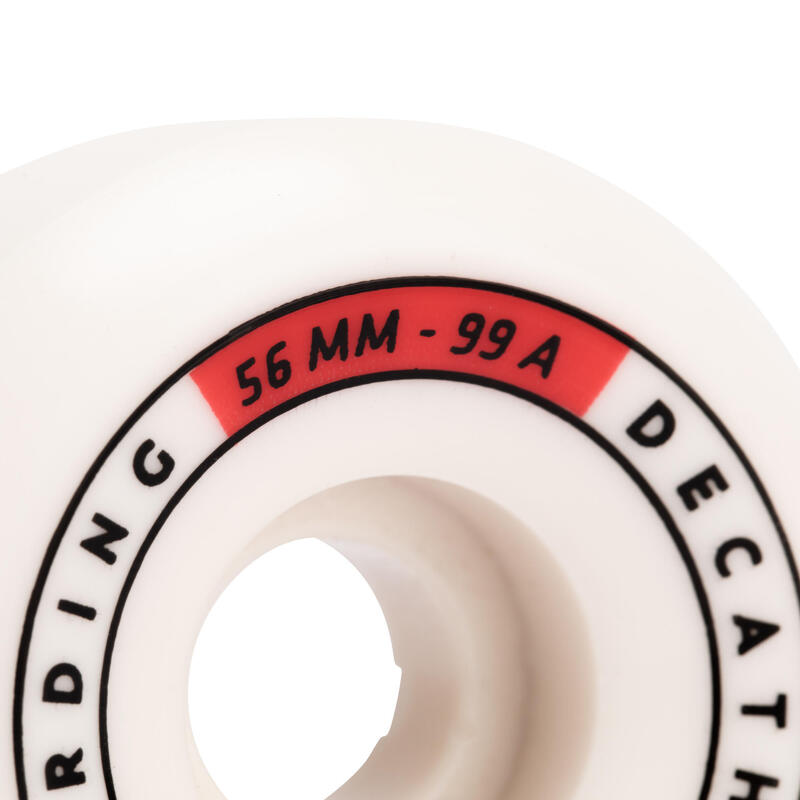 Sada 4 skateboardových koleček 56 mm 99A bílá kónická