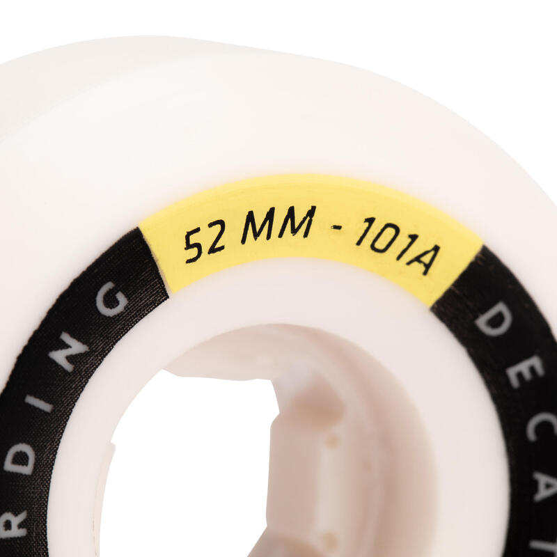 Skateboardwielen 52 mm 101A conische vorm ivoorkleur set van 4