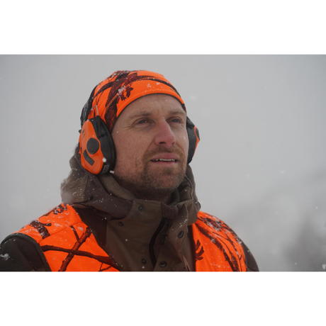 BONNET CHASSE 500 REVERSIBLE CAMOUFLAGE ORANGE VERT | Solognac