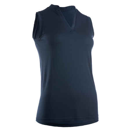 Women's Ultralight Sleeveless Golf Polo Shirt - Navy Blue