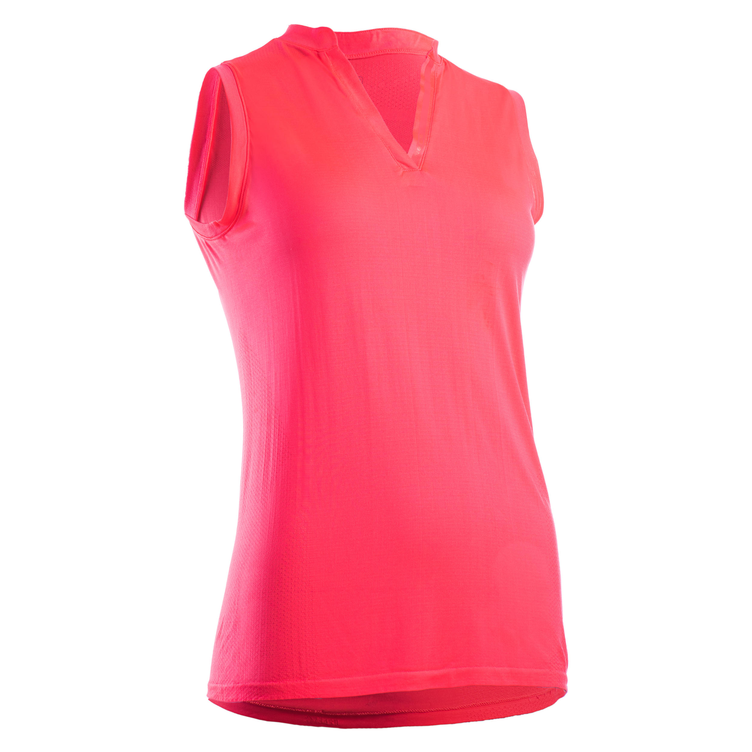 red sleeveless polo shirt