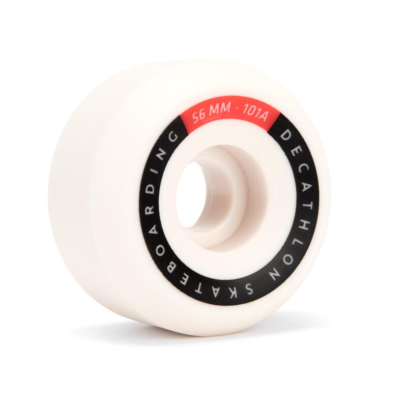 Skateboardwielen 56 mm 101A conische vorm ivoorkleur set van 4