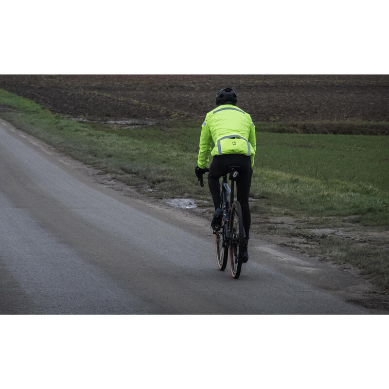 Veste vélo route manches longues coupe-pluie homme - RC120 visible EN1150