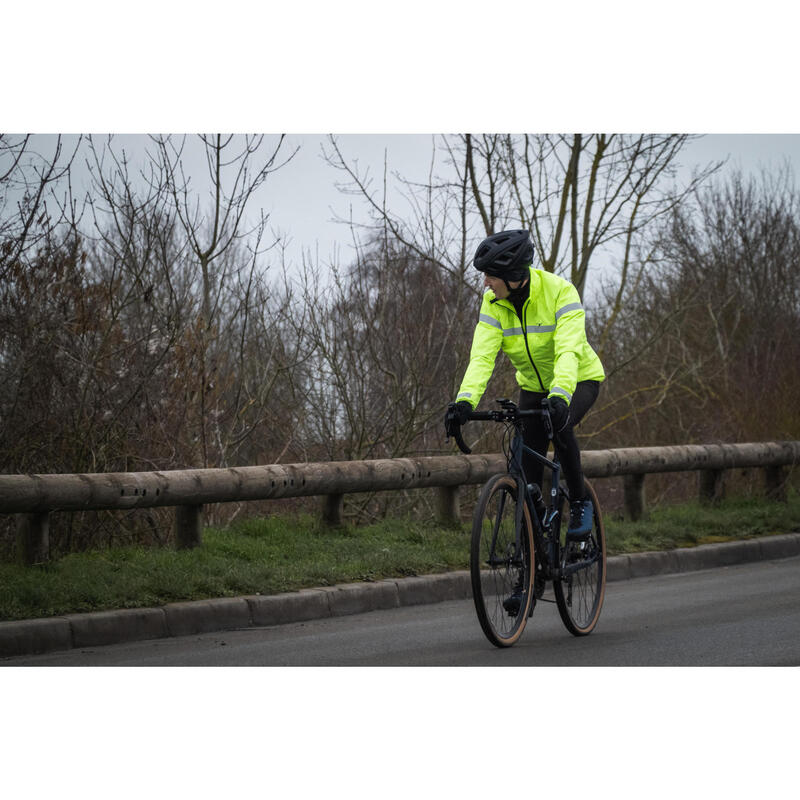Veste vélo route manches longues coupe-pluie homme - RC120 visible EN1150