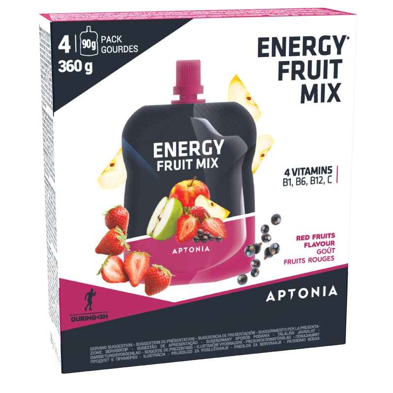 Energy-Fruchtspezialität Apfel und rote Früchte 4 × 90 g