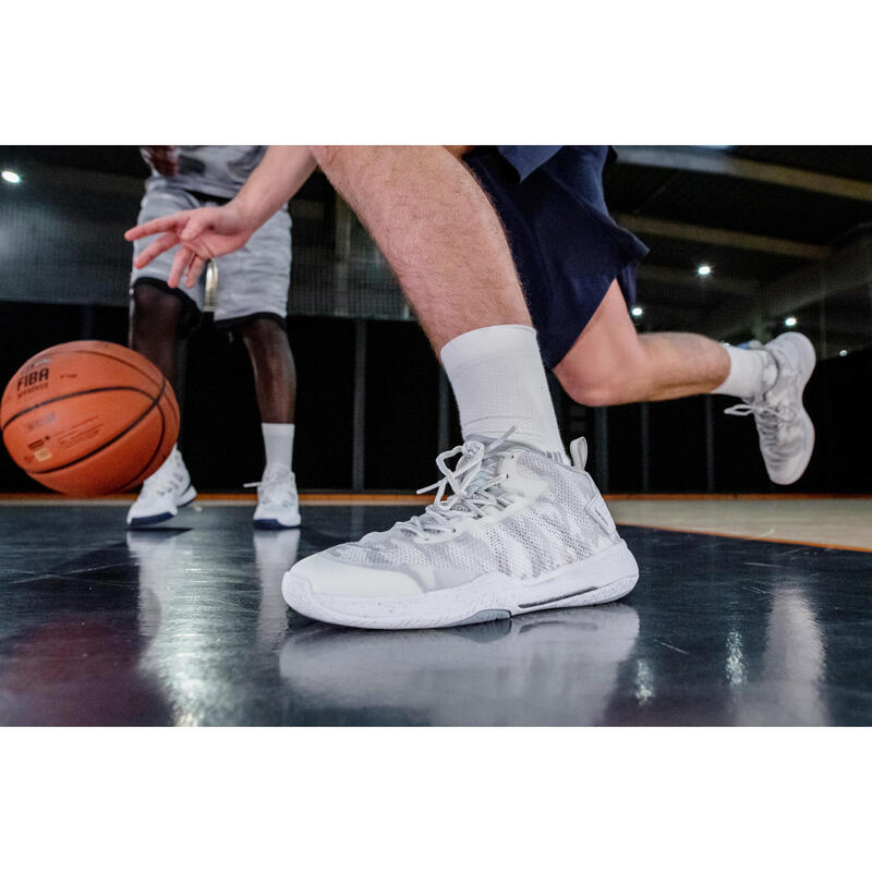 Zapatillas Baloncesto Tarmak SC500 Mid Adulto Blanco