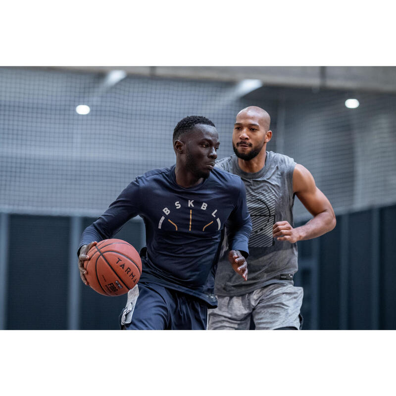 Camiseta Baloncesto manga larga Tarmak TS500 hombre azul marino