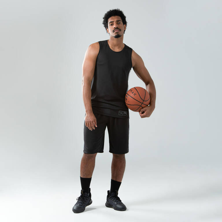 Men's/Women's Basketball Shorts SH500 - Black/White