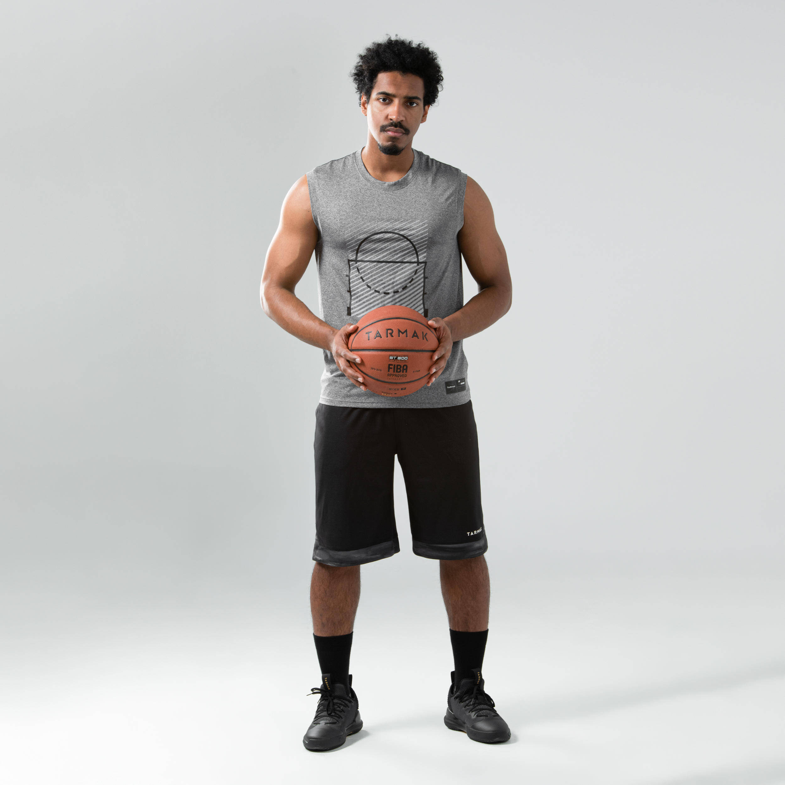 Men's Sleeveless Basketball T-Shirt / Jersey TS500 - Grey/Racket -  4