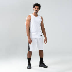 Men's/Women's Basketball Shorts SH500 - White/Black