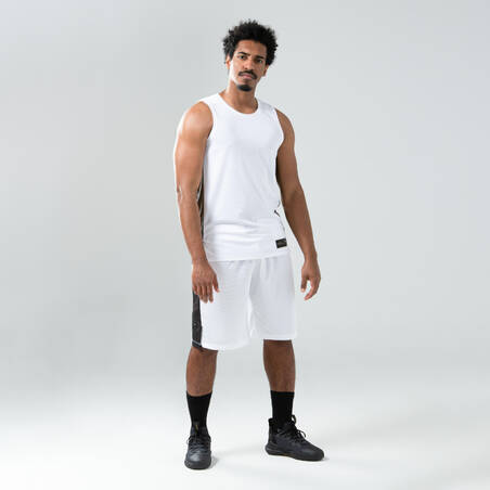 Celana Pendek Basket Pria SH500 - Putih/Hitam