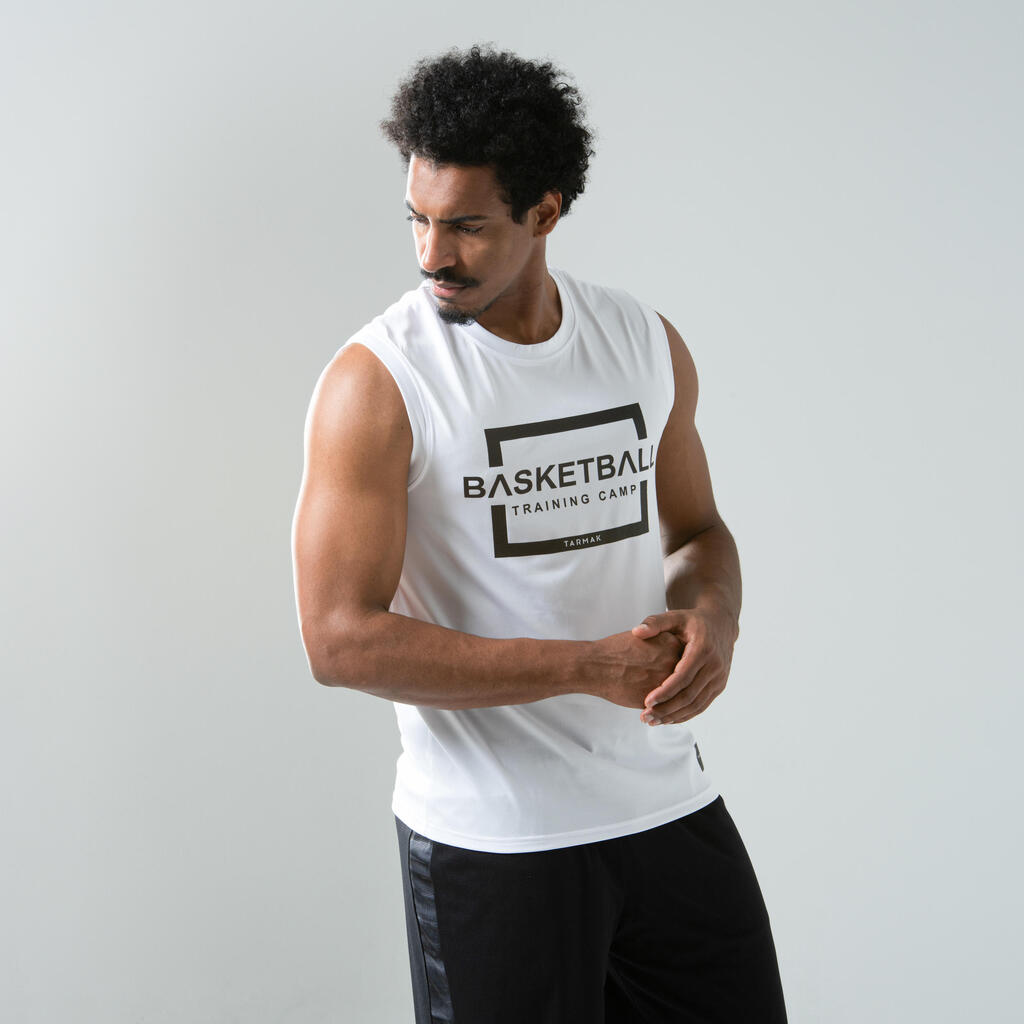 Ανδρικό αμάνικο T-Shirt για μπάσκετ / Jersey TS500 - Λευκό Training Camp