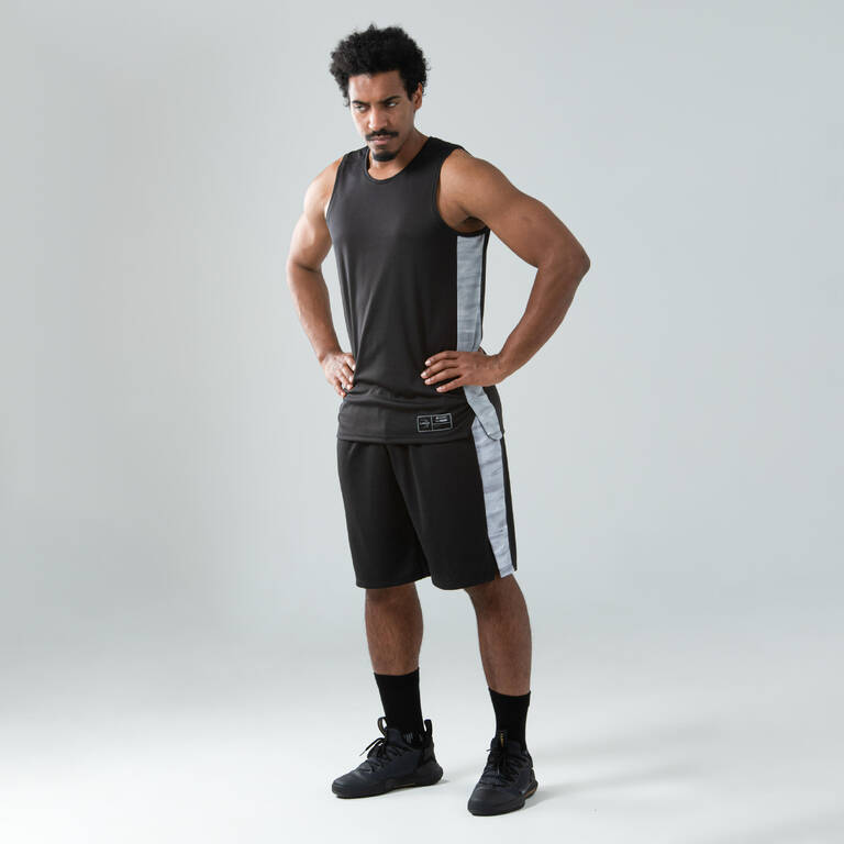 Men's/Women's Basketball Shorts SH500 - Black/White