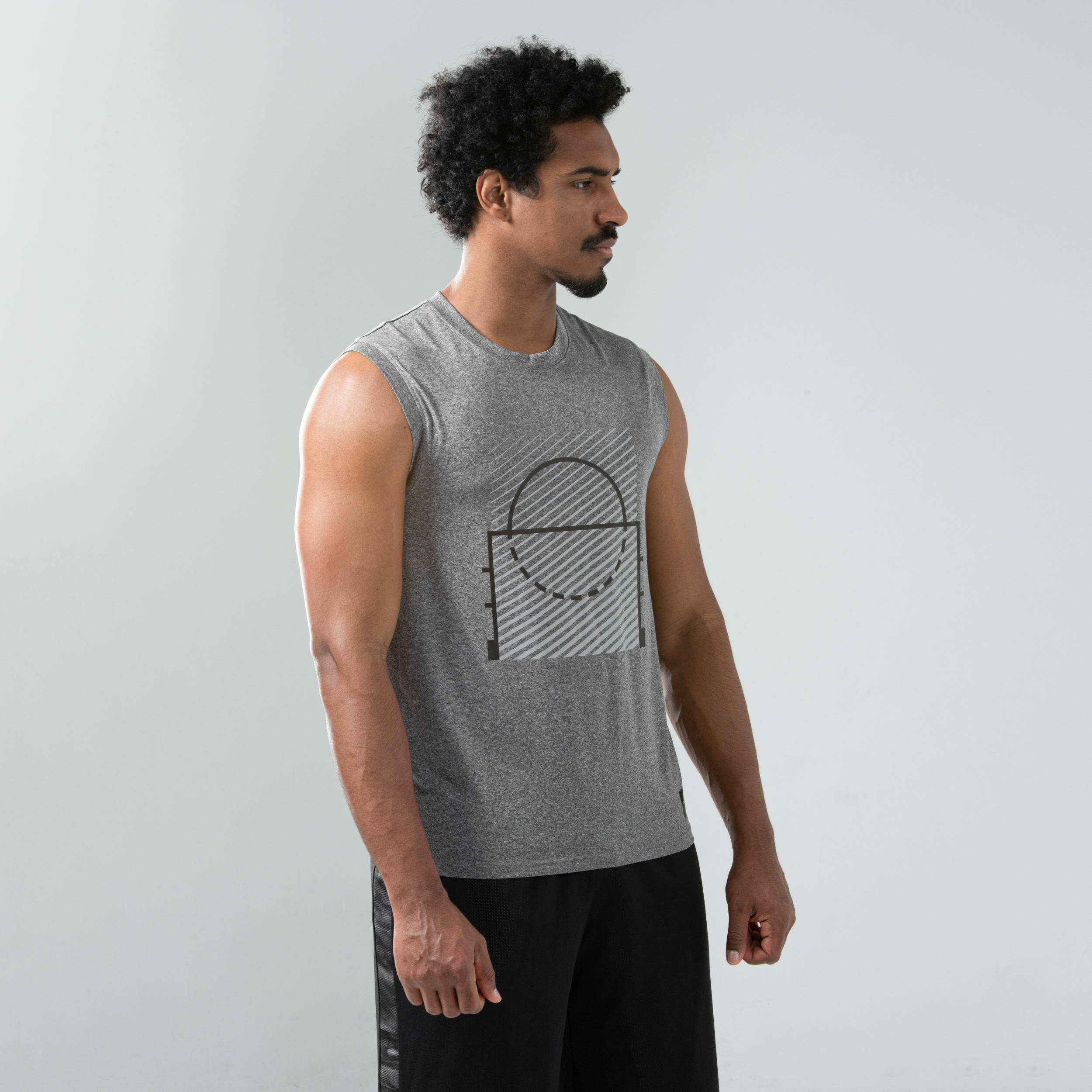 Men's Sleeveless Basketball T-Shirt / Jersey TS500 - Grey/Racket -  1