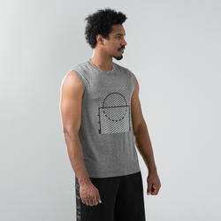 Men's Sleeveless Basketball T-Shirt / Jersey TS500 - Grey Racket