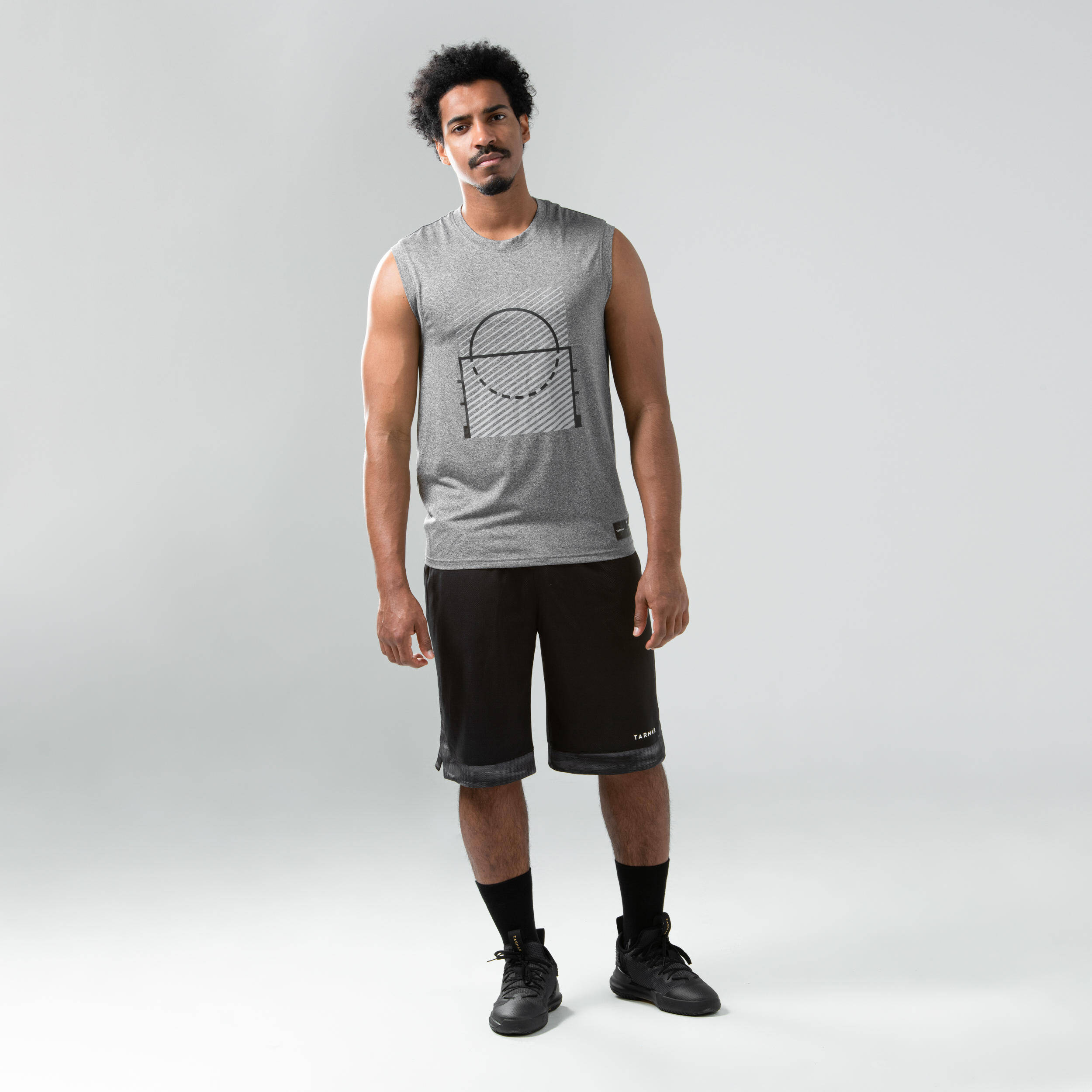 Men's Sleeveless Basketball T-Shirt / Jersey TS500 - Grey/Racket -  3