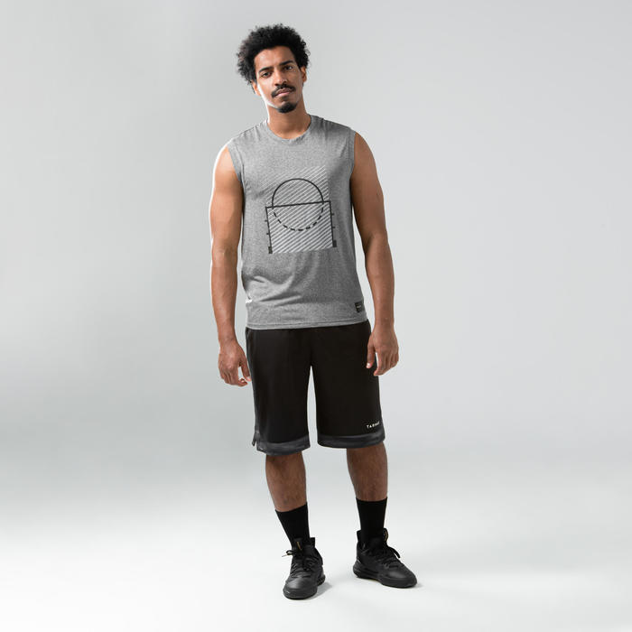 Men's Sleeveless Basketball TShirt / Jersey TS500 Grey Shoot From