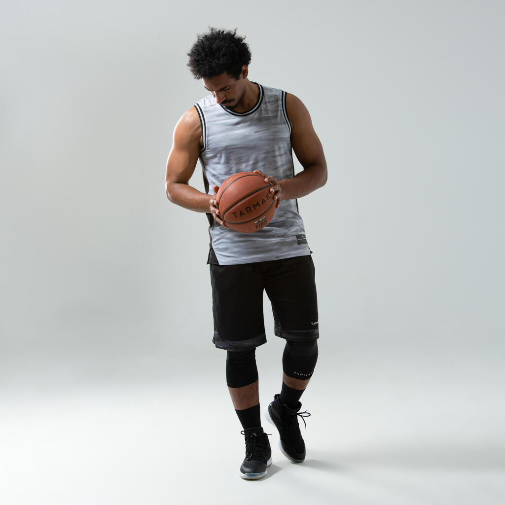 Basketballtrikot ärmellos wendbar T500R Herren grau/schwarz