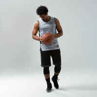 Men's Reversible Sleeveless Basketball Jersey T500R - Grey/Black