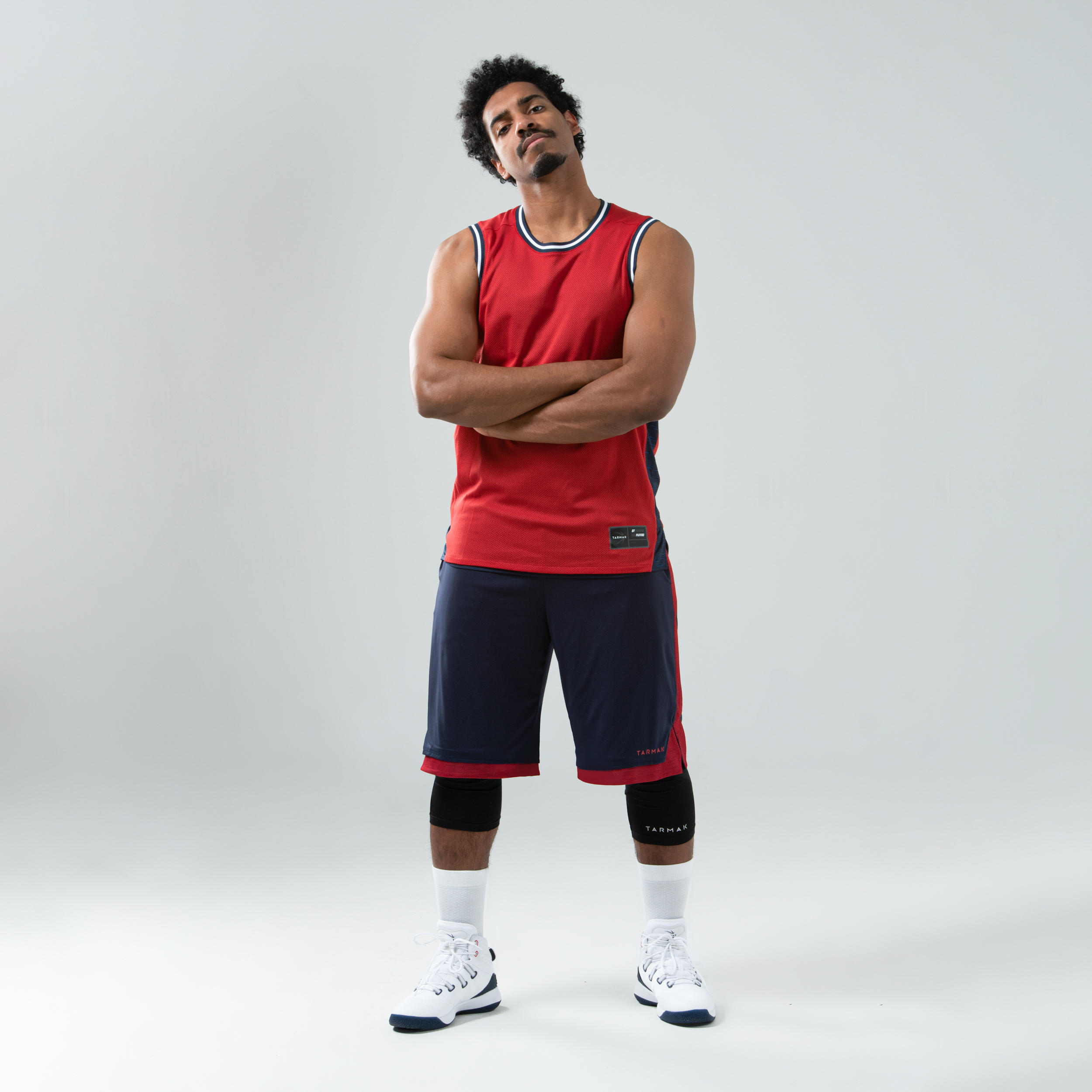 Canotta basket uomo T500R reversibile blu-rosso 3/7