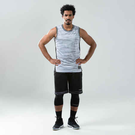 Men's Reversible Sleeveless Basketball Jersey T500R - Grey/Black