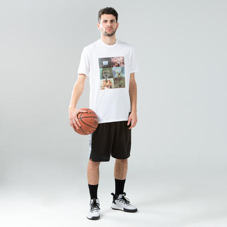 Чоловіча футболка 500 для баскетболу - Біла з принтом