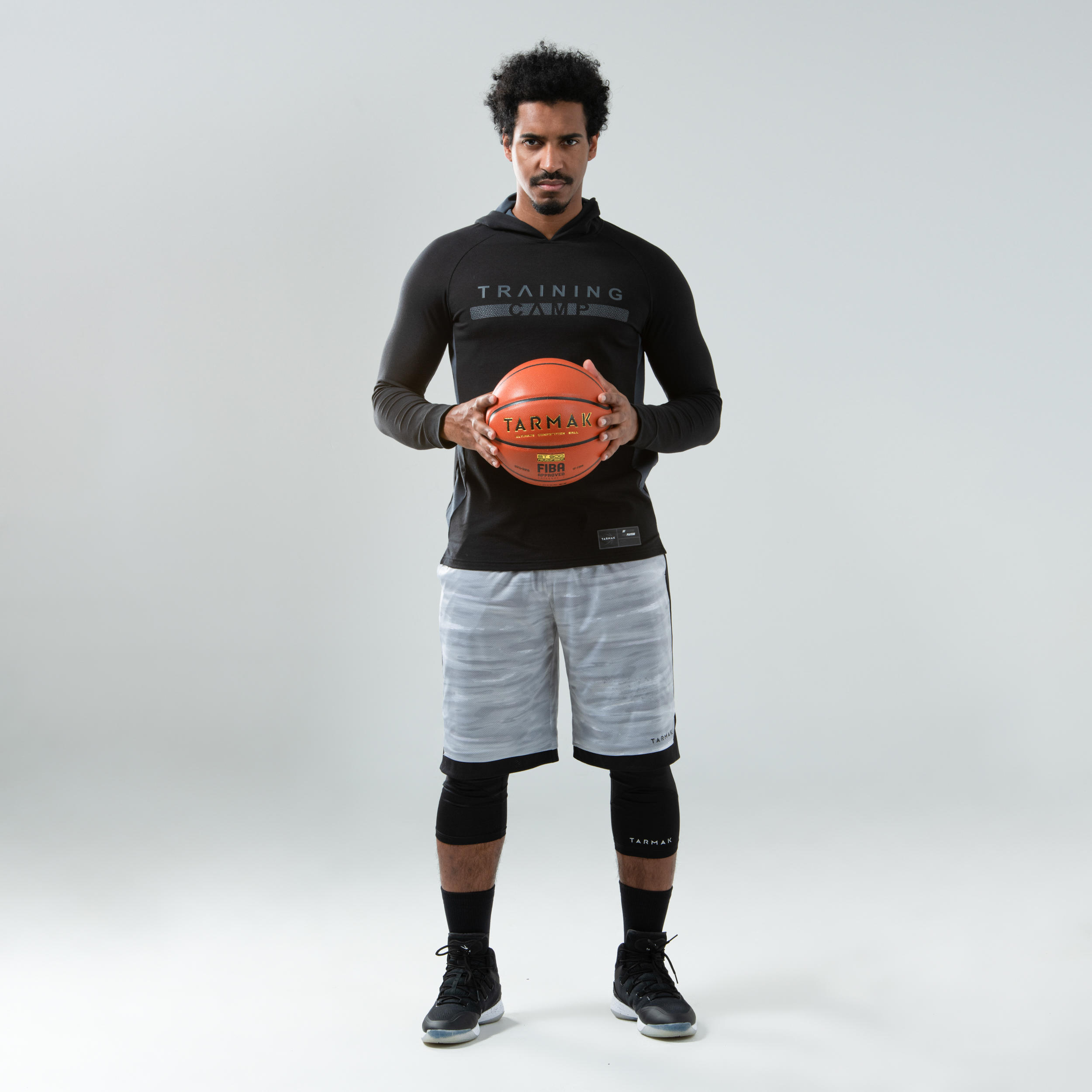 Basketball Long-Sleeved Hooded T-Shirt TS500LS - Black 5/6