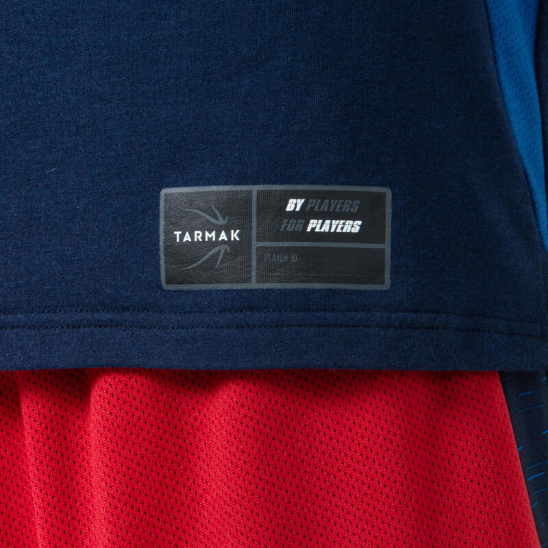 Basketballshirt langarm mit Kapuze Shoot TS500LS marineblau