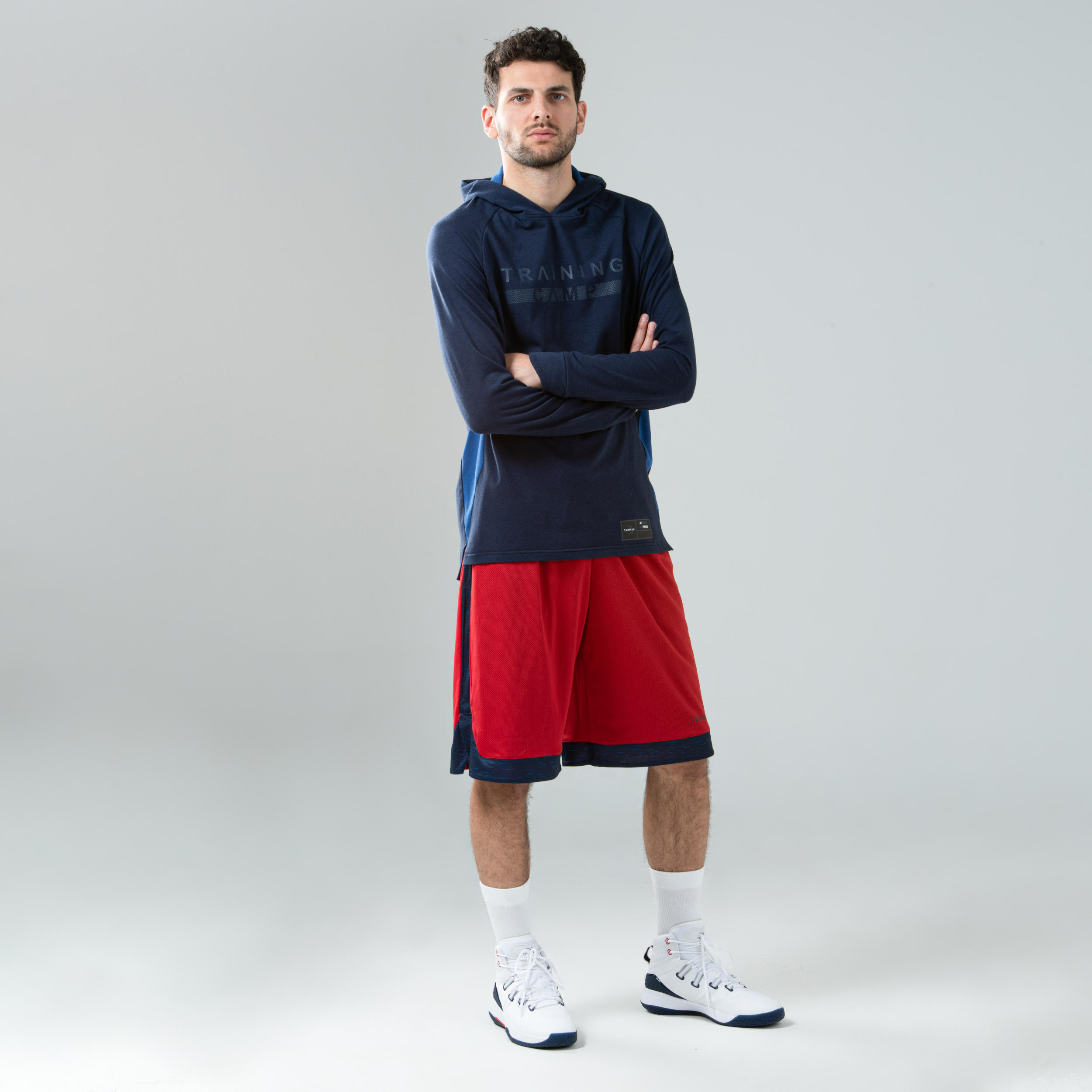 Long-Sleeved Hooded Basketball T-Shirt TS500LS - Navy 4/6