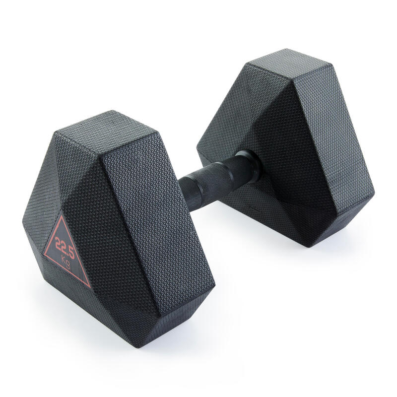 Mancuerna 22,5 kg hexagonal dumbbell musculación cross training Domyos